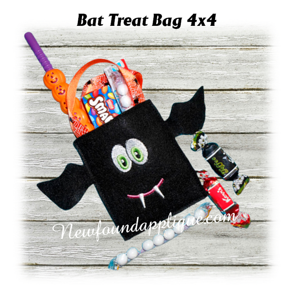 In the Hoop Bat Halloween Treat Bag Embroidery Machine Design