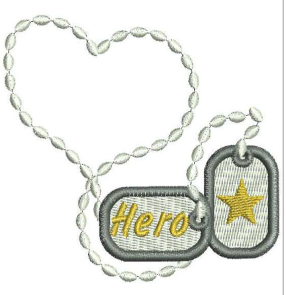 Hometown Hero Military Dog Tag Embroidery Machine Design