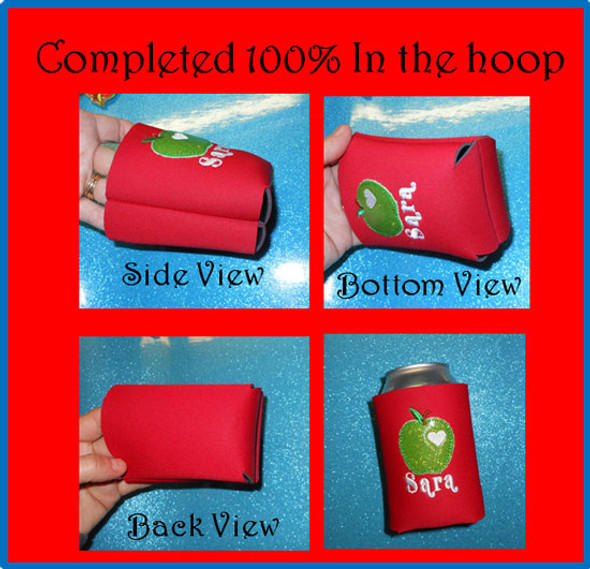 In The Hoop Can Cozy Apple With Heart Embroidery Machine Design