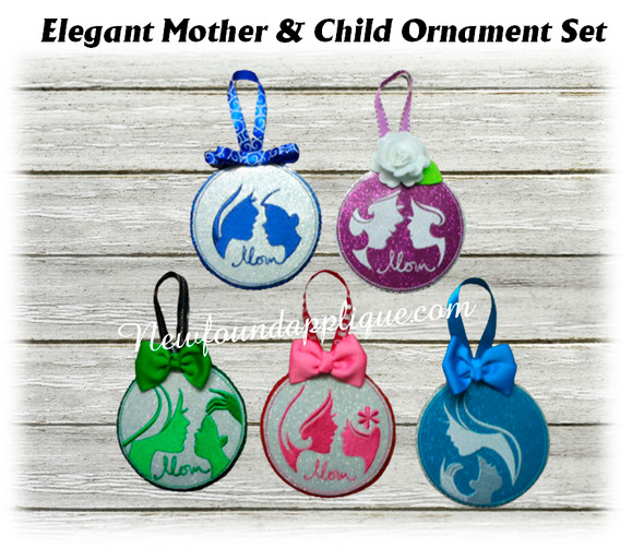 In The Hoop Elegant Ornament Mother & Child Embroidery Machine Design Set