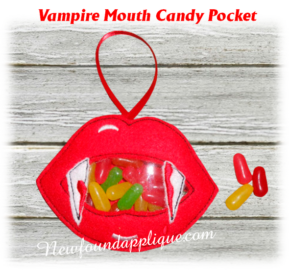 In The Hoop Vampire Mouth Candy Pocket Embroidery Machine Design