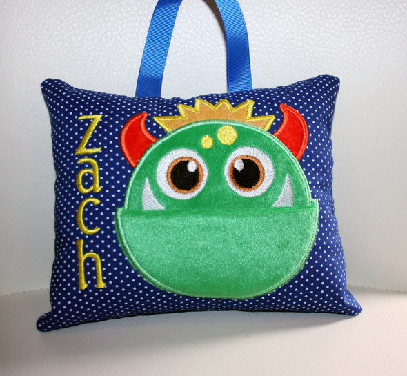 In the Hoop Tooth Monster Boy Pillow Embroidery Machine Design