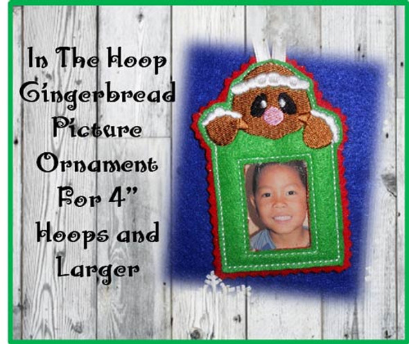 In The Hoop Gingerbread Picture Ornament Embroidery Machine Design