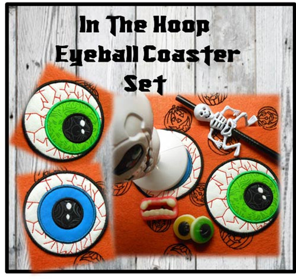 In The Hoop Eyeball Coaster Embroidery Machine Design Set