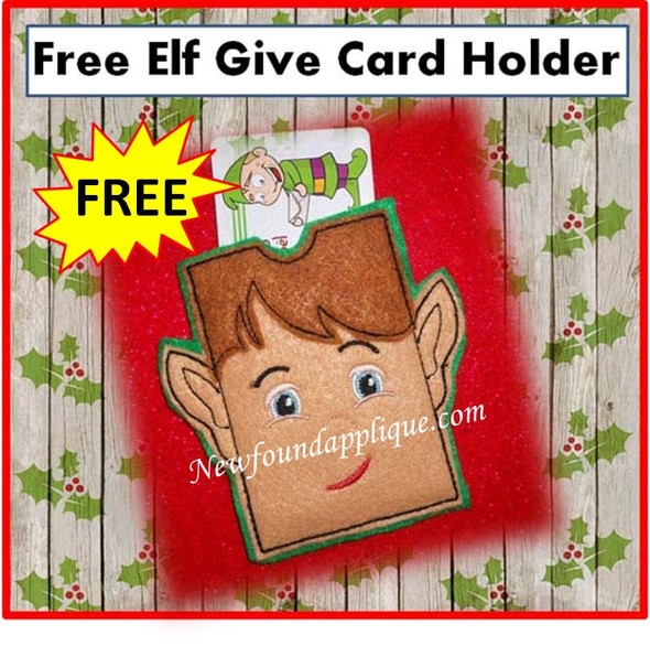 In The Hoop Elf Gift Card Holder Embroidery Machine Design