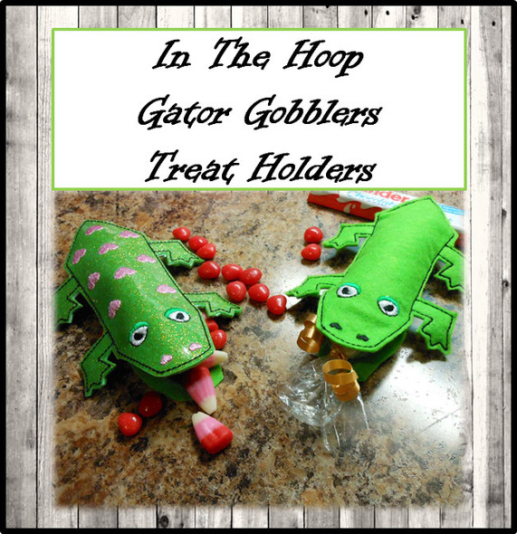 In The Hoop Gator Gobblers Treat Holder Embroidery Machine Design for 5"x7" hoop