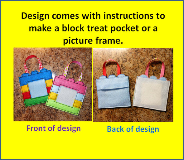 In The Hoop Building Block Treat Pocket And Photo Frame Embroidery Machine Design