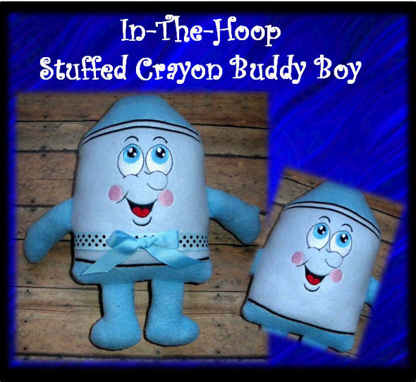 In the hoop stuffed Crayon Buddy Boy Embroidery Machine Design