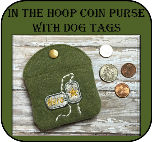 In The Hoop Dog Tags Coin Purse Embroidery Machine Design