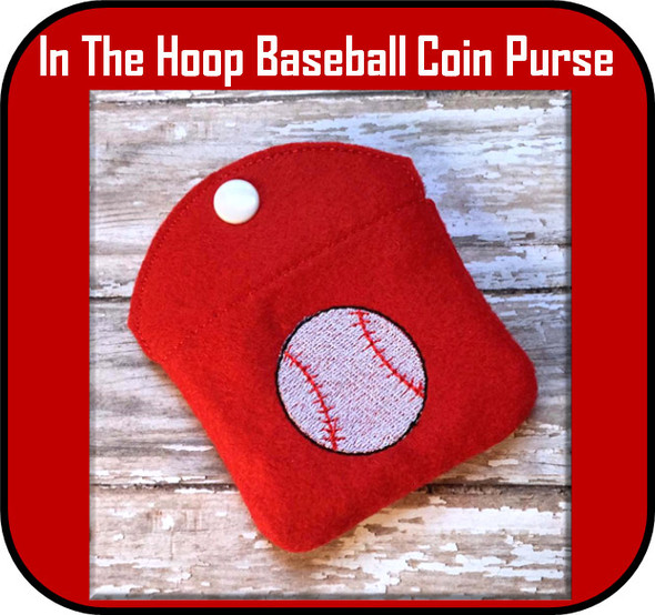 In the hoop Baseball Coin Purse Embroidery Machine Design