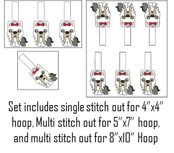 In the Hoop Yorkie Snap Key Fob Embroidery Machine Design