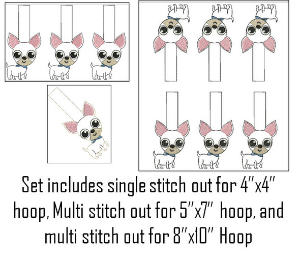 In The Hoop Chihuahua Snap Key Fob Embroidry Machine Design