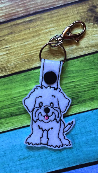 In The Hoop Maltese Key Fob Embroidery Machine Design