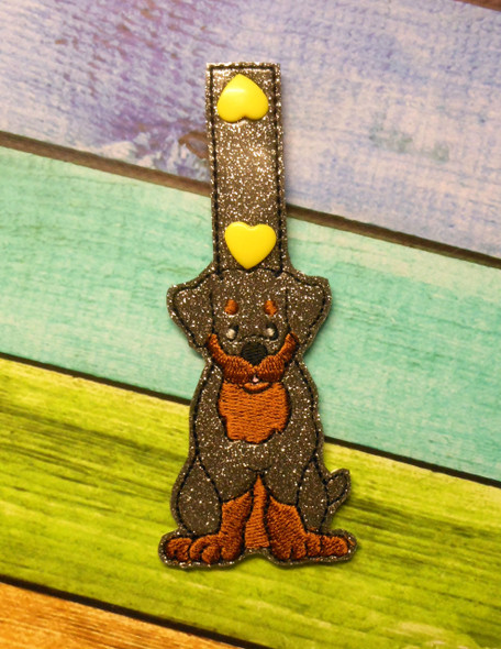 In The Hoop Rottweiler Key Fob Embroidery Machine Design