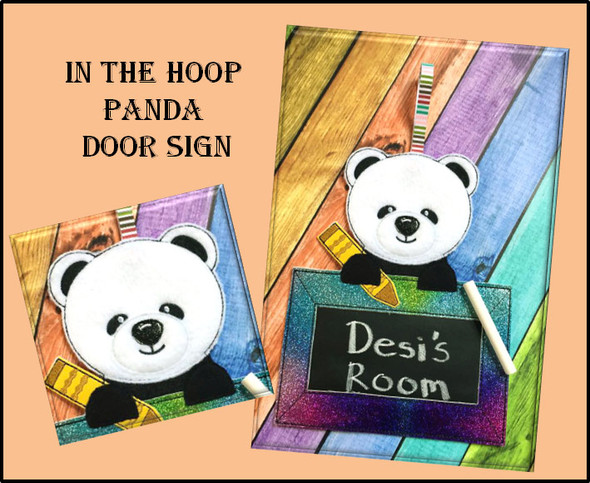 In the Hoop Panda Door Sign Embroidery Machine Design