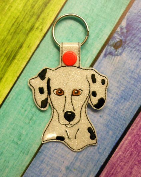 In The Hoop Dalmation Head Key Fob Embroidery Machine Design