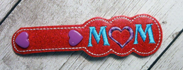 In The Hoop Key Fob Mom with Heart Embroidery Machine Design