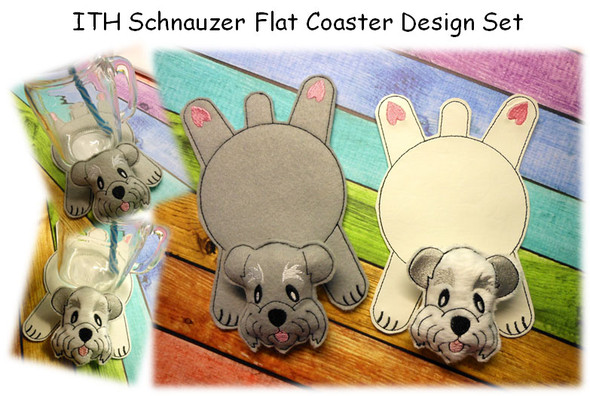 In The Hoop Flat Coaster Schnauzer Dog Embroidery Machine Design Set