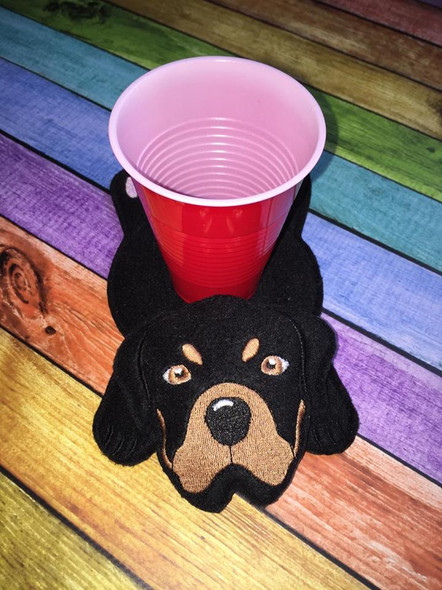 In The Hoop Flat Rottweiler Coaster Embroidery Machine Design