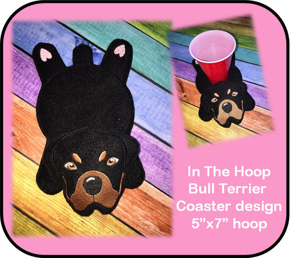In The Hoop Flat Rottweiler Coaster Embroidery Machine Design