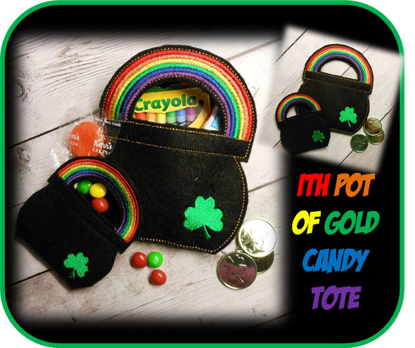 In The Hoop Pot Of Gold Candy Tote Embroidery Machine Design