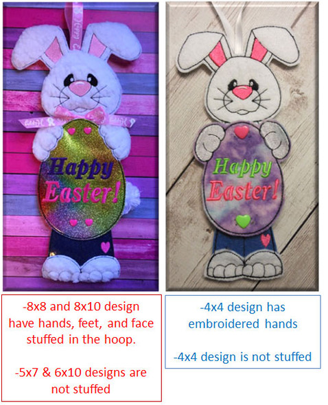 In The Hoop Easter Bunny Sign Embroidery Machine Design