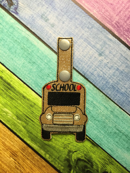 InThe Hoop School Bus  Snap Key Fob Embroidery Machine Design