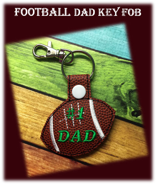 In The Hoop Football Dad Key Fob Embroidery Machine Design