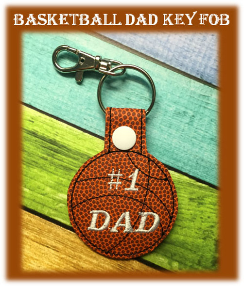 In The Hoop Basketball Dad Key Fob Embroidery Machine Design