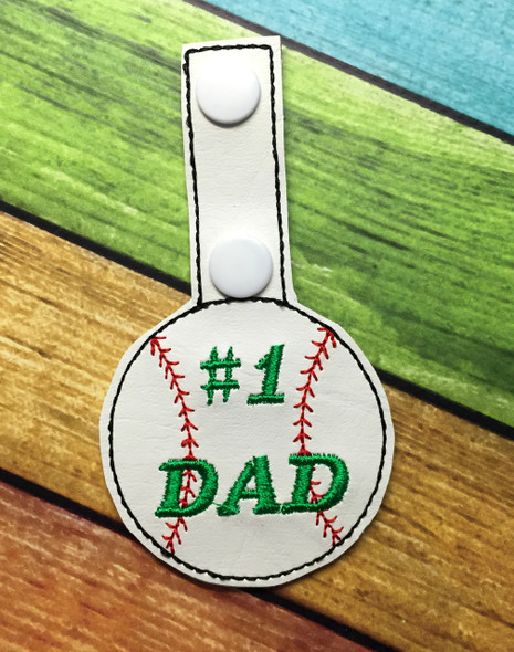 In The Hoop Baseball Dad Key Fob Embroidery Machine Design
