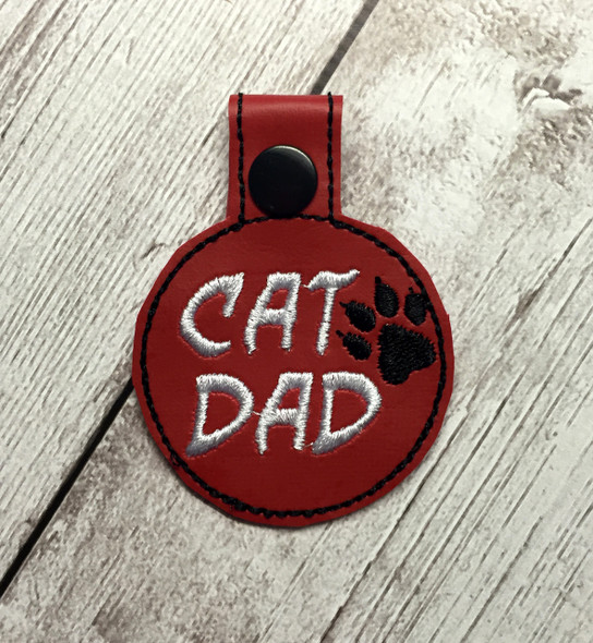 In The Hoop Cat Dad Key Fob Embroidery Machine Design