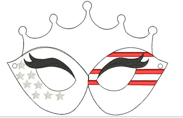 In the Hoop USA Princes Mask Childs Embroidery Machine Design