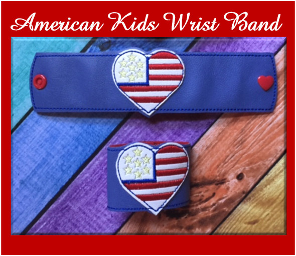 In The Hoop Childs American Wrist Band Embroidery Machine Design