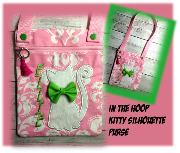 InThe Hoop Kitty Silhouette Purse Embroidery Machine Design