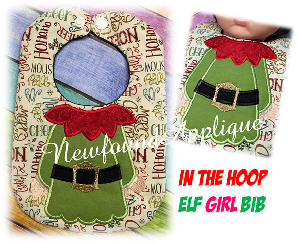 In the Hoop Elf Girl Body Bib Embroidery Machine Design