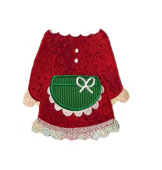 5"x7" Mrs. Clause Applique Embroidery Machine Design With 9"x13" Bib Template