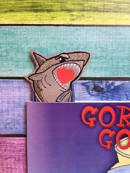 In The Hoop Shark Valentine Book Mark Embroidery Machine Design