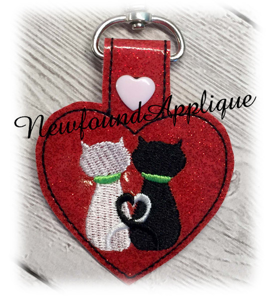 In The Hoop Loveable Cat Key Fob Embroidery Machine Design