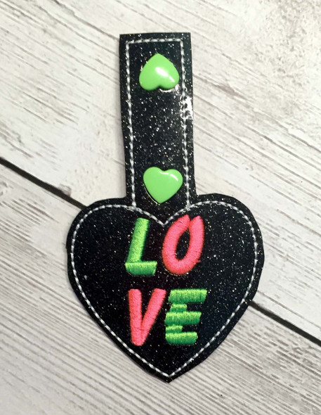 In The Hoop Heart LOVE Key Fob Embroidery Machine Design