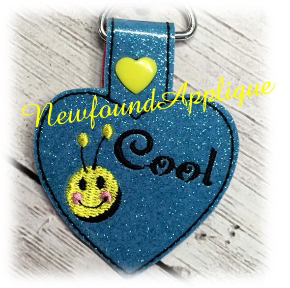 In The Hoop Bee Cool Key Fob Embroidery Machine Design