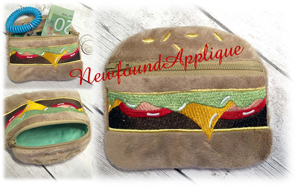 In The Hoop Burger Zipped Case Embroidery Machine Design