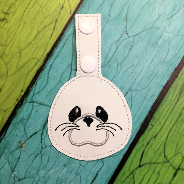In The Hoop Seal Puppy Key Fob Embroidery Machine Design for 4"x4" and 5"x7" hoops