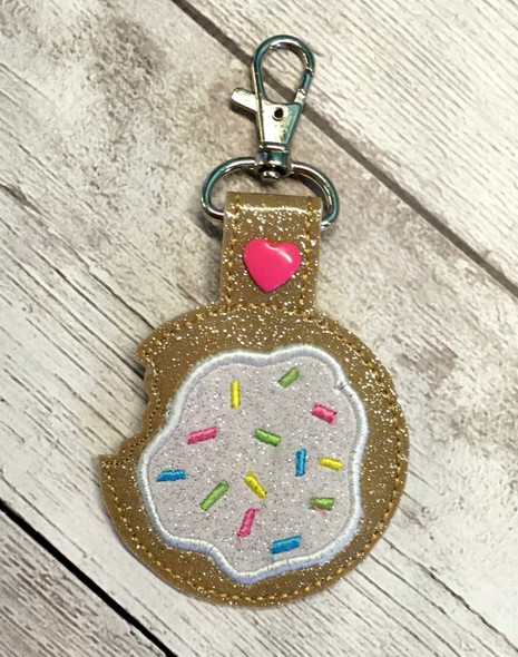 In The Hoop Key Fob Cookie With Icing and Sprinkles Embroidery Machine Design