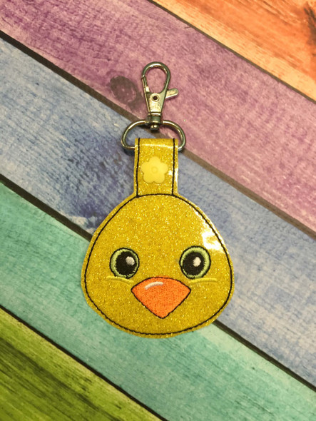 In The Hoop Chick Key Fob Embroidery Machine Design