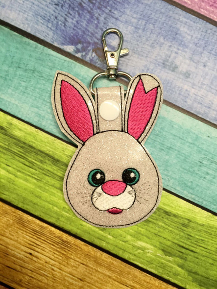 In The Hoop Easter Bunny Key Fob Embroidery Machine Design