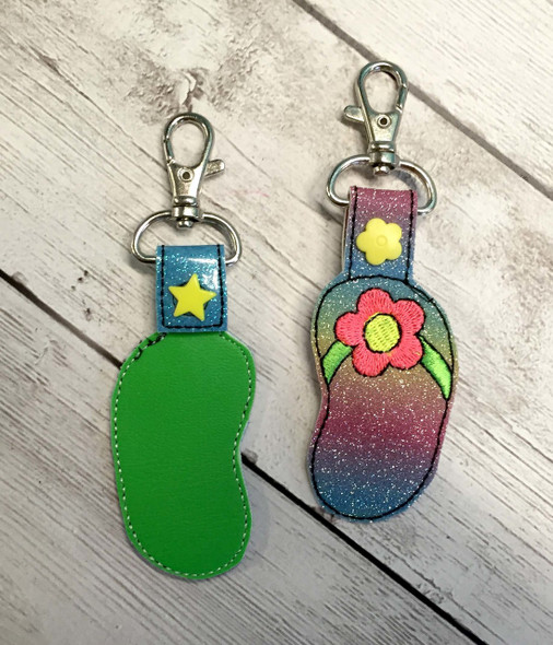 In The Hoop Flip Flop Key Fob Embroidery Machine Design Set