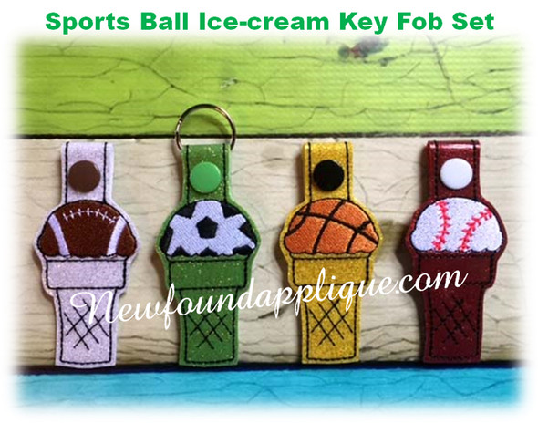 InThe Hoop Sports Ball Ice Cream Key Fob Embroidery Machine Design Set