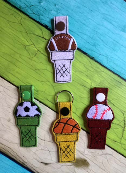 InThe Hoop Sports Ball Ice Cream Key Fob Embroidery Machine Design Set