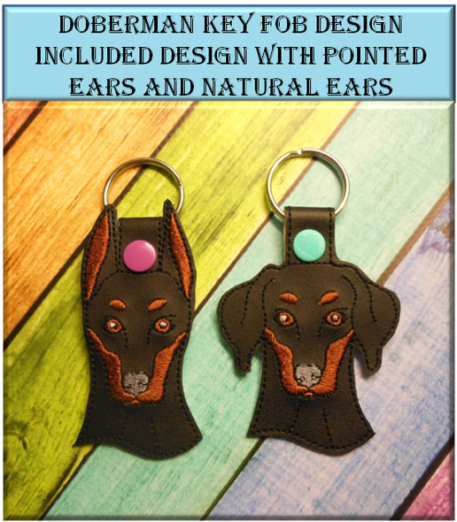 In the Hoop Doberman Key Fob Design