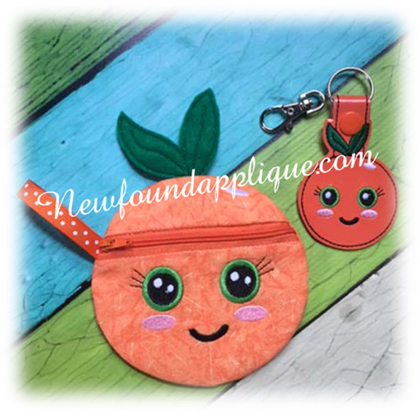 IN The Hoop Orange Zipped Case &Key Fob Embroidery Machine Design set